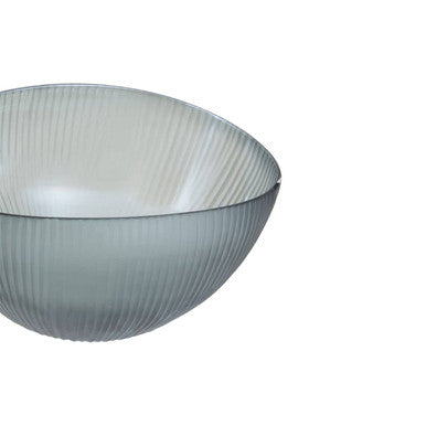 Orsina Hessa Grey Glass Bowl – Iridescent Blue Interior Centerpiece