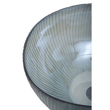 Orsina Hessa Grey Glass Bowl – Iridescent Blue Interior Centerpiece
