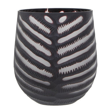 Orsina Small Black Glass Vase – Chevron Cut Contemporary Decor