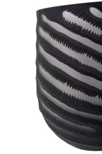 Orsina Small Black Glass Vase – Chevron Cut Contemporary Decor
