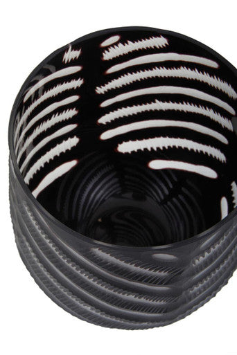 Orsina Small Black Glass Vase – Chevron Cut Contemporary Decor