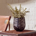 Orsina Small Black Glass Vase – Chevron Cut Contemporary Decor