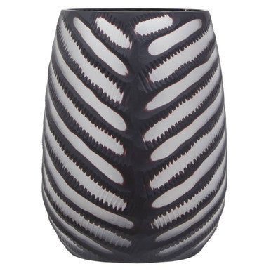 Black Glass Chevron Vase – Orsina Large Geometric Modern Centerpiece