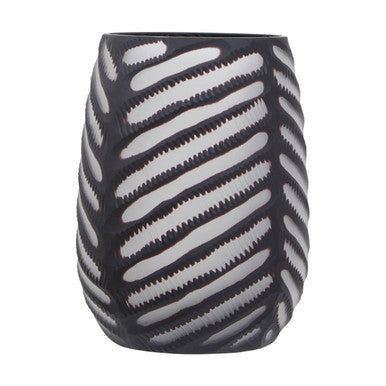 Black Glass Chevron Vase – Orsina Large Geometric Modern Centerpiece