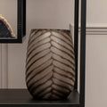 Black Glass Chevron Vase – Orsina Large Geometric Modern Centerpiece