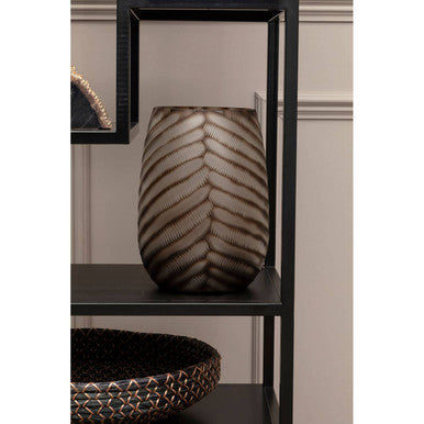 Black Glass Chevron Vase – Orsina Large Geometric Modern Centerpiece
