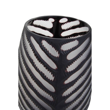 Black Glass Chevron Vase – Orsina Large Geometric Modern Centerpiece