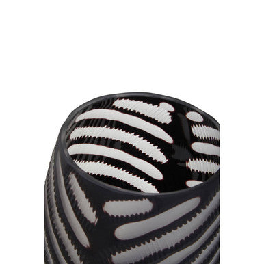 Black Glass Chevron Vase – Orsina Large Geometric Modern Centerpiece