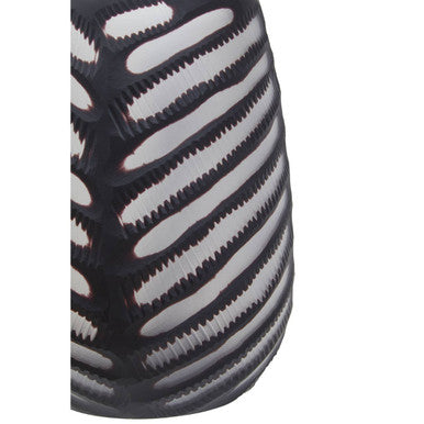 Black Glass Chevron Vase – Orsina Large Geometric Modern Centerpiece