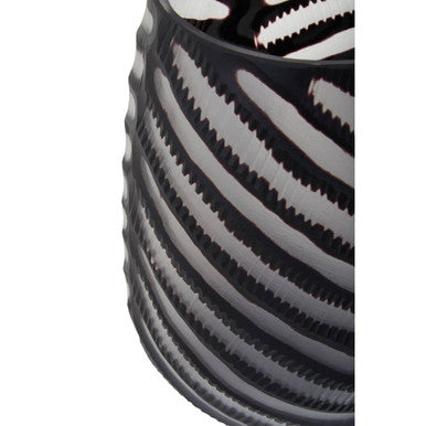 Black Glass Chevron Vase – Orsina Large Geometric Modern Centerpiece
