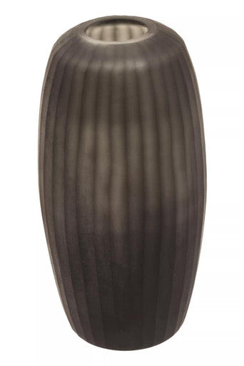 Orsina Hessa Small Dark Grey Glass Vase – Ribbed Minimalist Decor