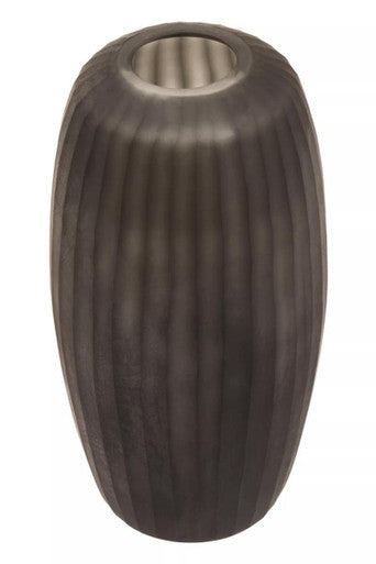 Orsina Hessa Small Dark Grey Glass Vase – Ribbed Minimalist Decor