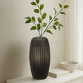 Orsina Hessa Small Dark Grey Glass Vase – Ribbed Minimalist Decor