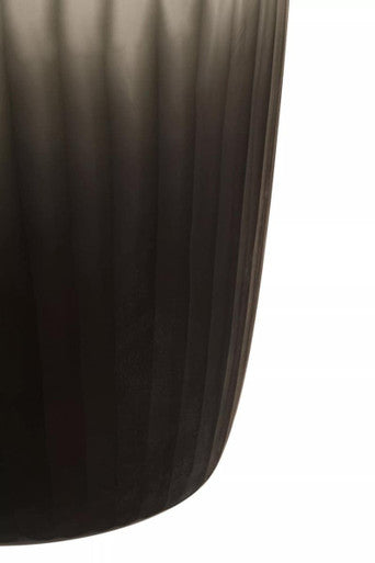 Orsina Hessa Large Dark Grey Glass Vase – Ribbed Modern Centerpiece