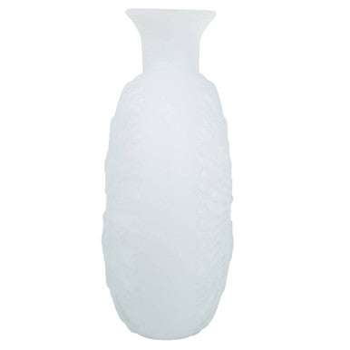 Orsina Hadia Matte White Glass Vase – Modern Sunburst Sculpted Decor