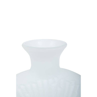 Orsina Hadia Matte White Glass Vase – Modern Sunburst Sculpted Decor
