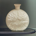 Orsina Hadia Matte White Glass Vase – Modern Sunburst Sculpted Decor