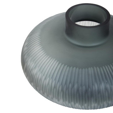Orsina Hessa Grey Glass Vase – Minimalist Carved Decorative Accent