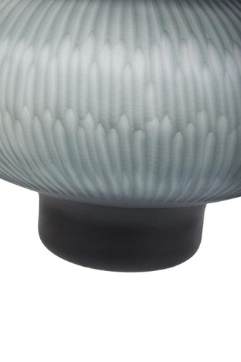 Orsina Hessa Grey Glass Vase – Minimalist Carved Decorative Accent