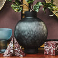 Orsina Hessa Large Grey Glass Vase – Textured Carved Modern Decor