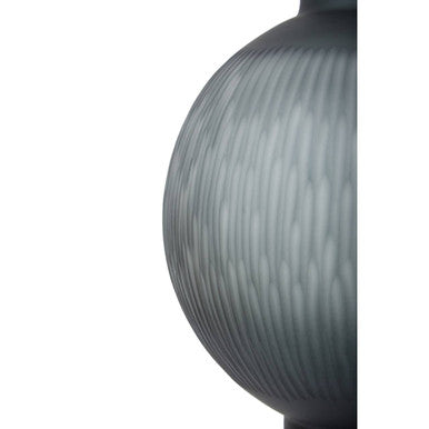 Orsina Hessa Large Grey Glass Vase – Textured Carved Modern Decor