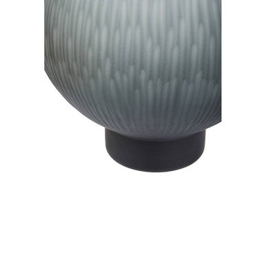 Orsina Hessa Large Grey Glass Vase – Textured Carved Modern Decor