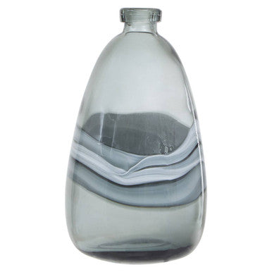 Orsina Halla Medium Grey Glass Bottle Vase – Ombre Minimalist Decor