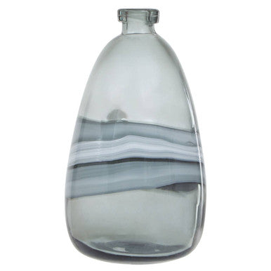 Orsina Halla Medium Grey Glass Bottle Vase – Ombre Minimalist Decor