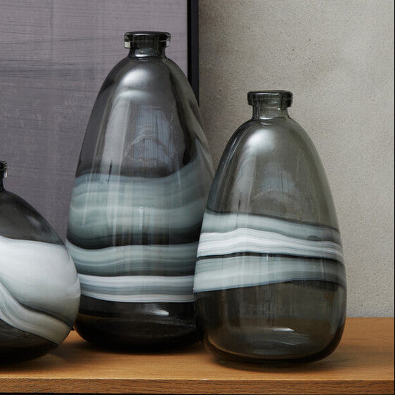 Orsina Halla Large Grey Bottle Vase | Ombre Glass Minimalist Decor