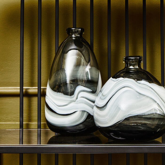 Orsina Halla Medium Grey Glass Bottle Vase – Ombre Minimalist Decor