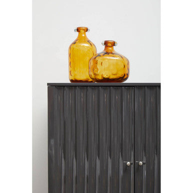 Orsina Huda Tall Bottle Vase – Amber Orange Glass Floral Decor