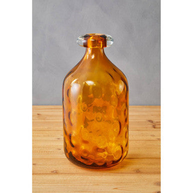 Orsina Huda Amber Orange Glass Bottle Vase – Artisan Floral Decor