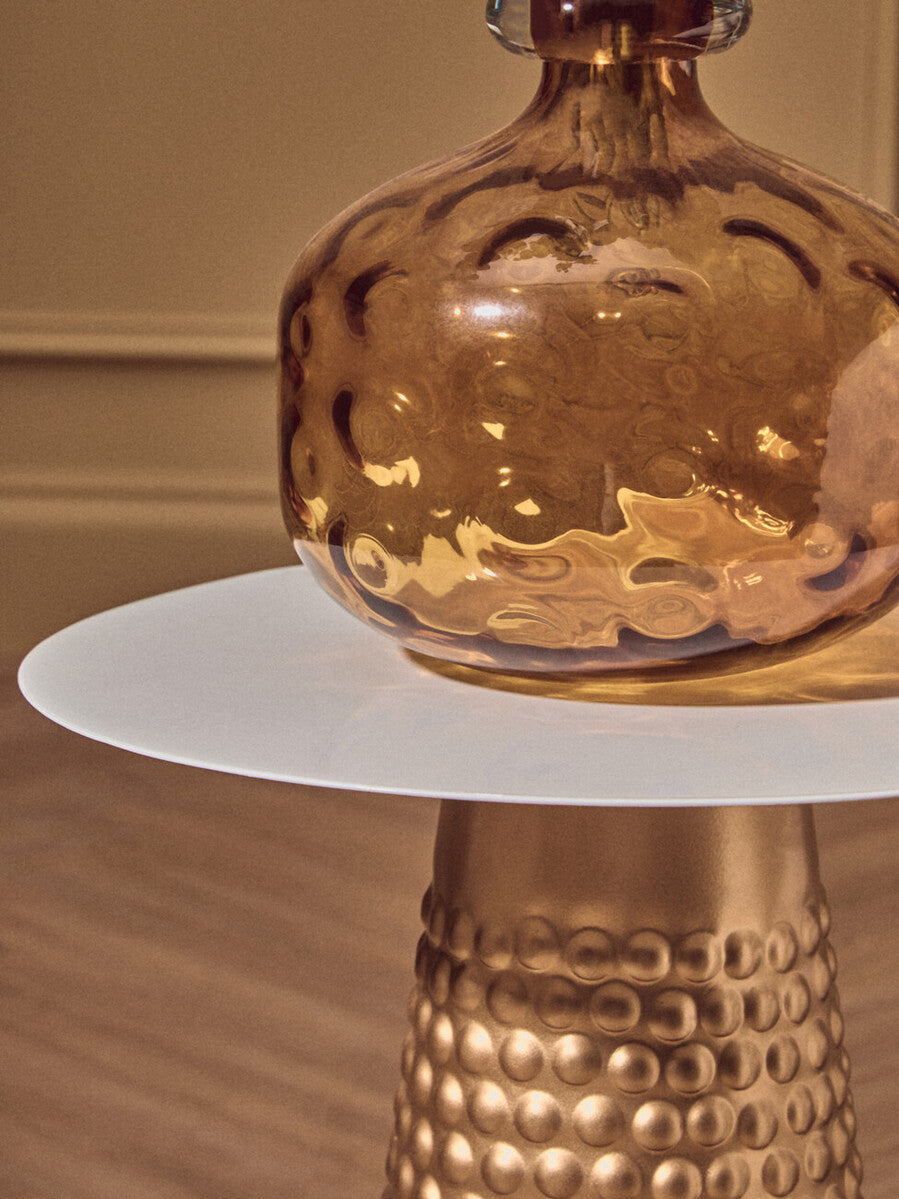Orsina Huda Amber Orange Glass Bottle Vase – Artisan Floral Decor