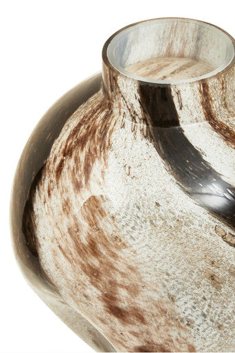 Orsina Heba Small Glass Vase – Black Brushstroke Design with Plinth