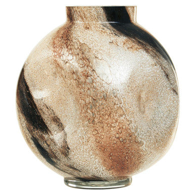 Orsina Heba Large Glass Vase – Black Brushstroke Design with Plinth