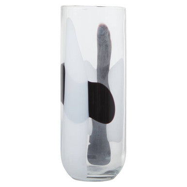 Orsina Hania Large Glass Vase – Abstract Pattern Cylindrical Centerpiece
