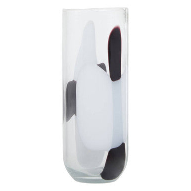 Orsina Hania Large Glass Vase – Abstract Pattern Cylindrical Centerpiece