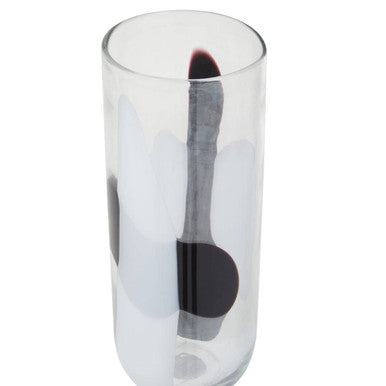 Orsina Hania Large Glass Vase – Abstract Pattern Cylindrical Centerpiece