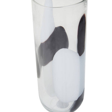 Orsina Hania Large Glass Vase – Abstract Pattern Cylindrical Centerpiece