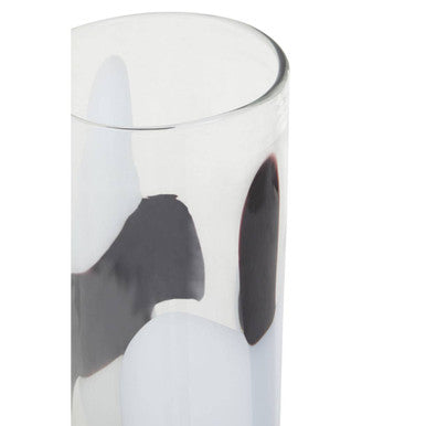 Orsina Hania Large Glass Vase – Abstract Pattern Cylindrical Centerpiece