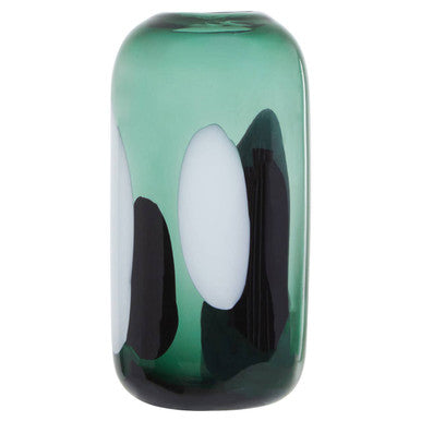 Orsina Hania Green Glass Vase – Small Abstract Patterned Decor