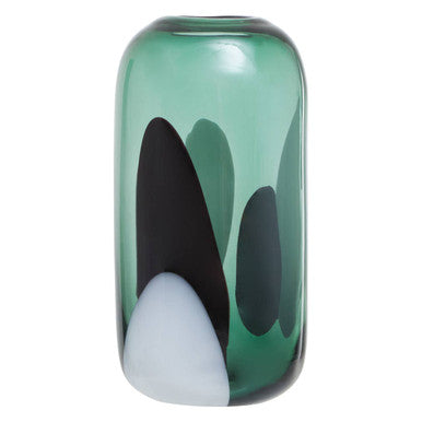 Orsina Hania Green Glass Vase – Small Abstract Patterned Decor