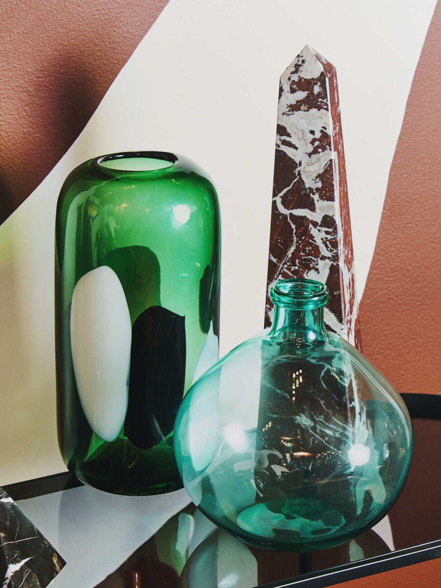 Orsina Hania Green Glass Vase – Small Abstract Patterned Decor