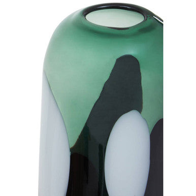 Orsina Hania Green Glass Vase – Small Abstract Patterned Decor