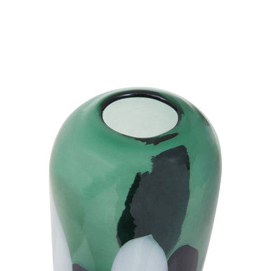 Orsina Hania Green Glass Vase – Small Abstract Patterned Decor