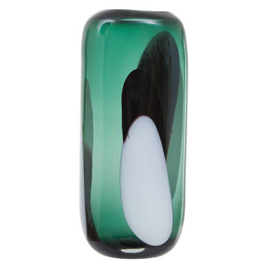 Orsina Large Green Glass Vase – Abstract Pattern Modern Floral Vessel