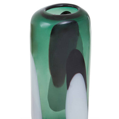 Orsina Large Green Glass Vase – Abstract Pattern Modern Floral Vessel