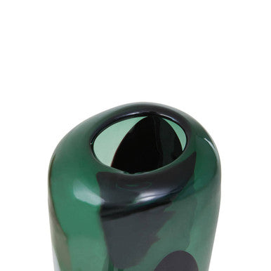 Orsina Large Green Glass Vase – Abstract Pattern Modern Floral Vessel