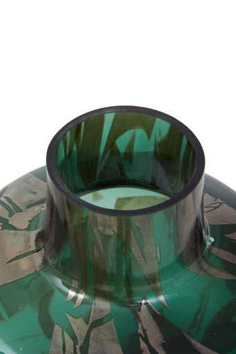 Orsina Herbie Small Glass Vase – Green and Gold Decorative Bottle