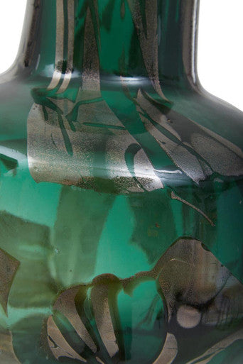 Orsina Herbie Small Glass Vase – Green and Gold Decorative Bottle